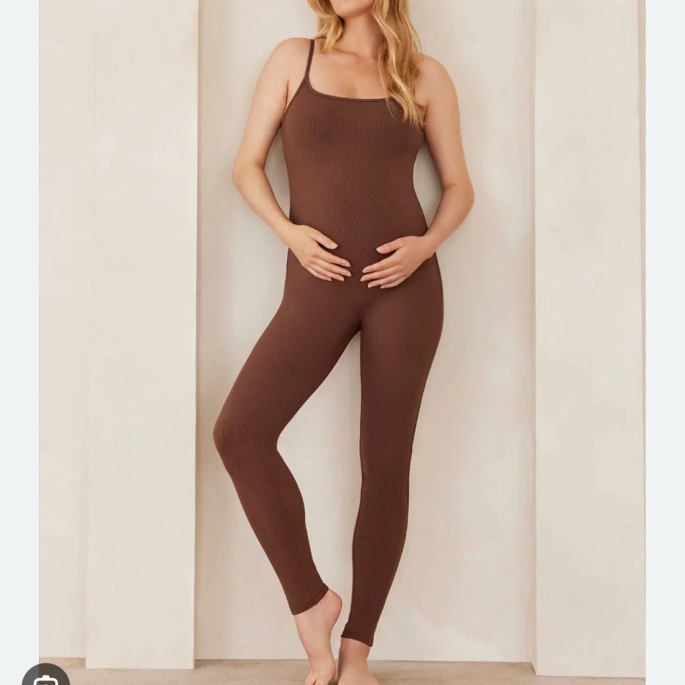 Women's Brown Ribbed Jumpsuit - Bumpsuit